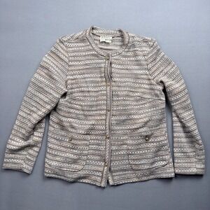 Vintage‎  70's Stoner Square Medium Button-Up Cardigan Earthy Striped Knit Style